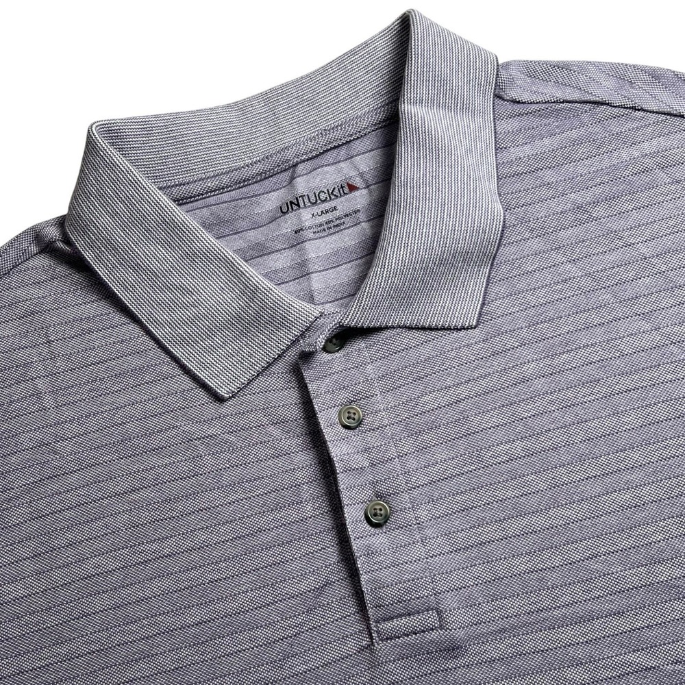 Untuckit Lucca Mens XL Purple Striped Short Sleeve Collared Polo Shirt